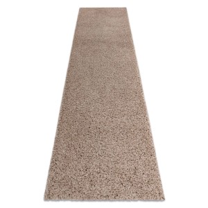 Beiger RugsX Teppich Soffi, 70x300 cm, Shaggy-Flor für Wohn- und Schlafzimmer.