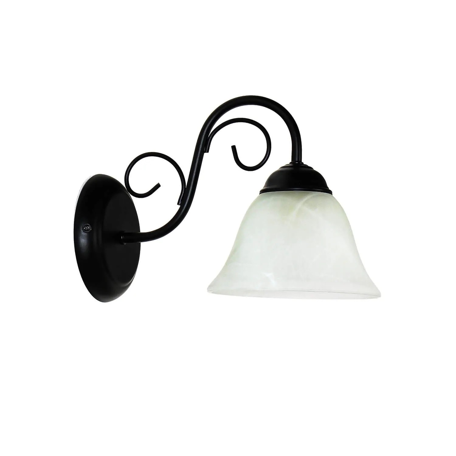 EASYLIGHT Wandlampe Schwarz Weiß 18 cm Hoch E14 Rustikal Metall Glas