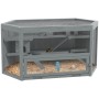 Grauer PawHut Hamsterkäfig aus Holz mit drei Ebenen und Plexiglas-Fenster.