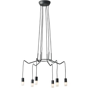 Anthrazitfarbener Luce Design Kronleuchter Spider, 6-flammig, Ø 66 cm.