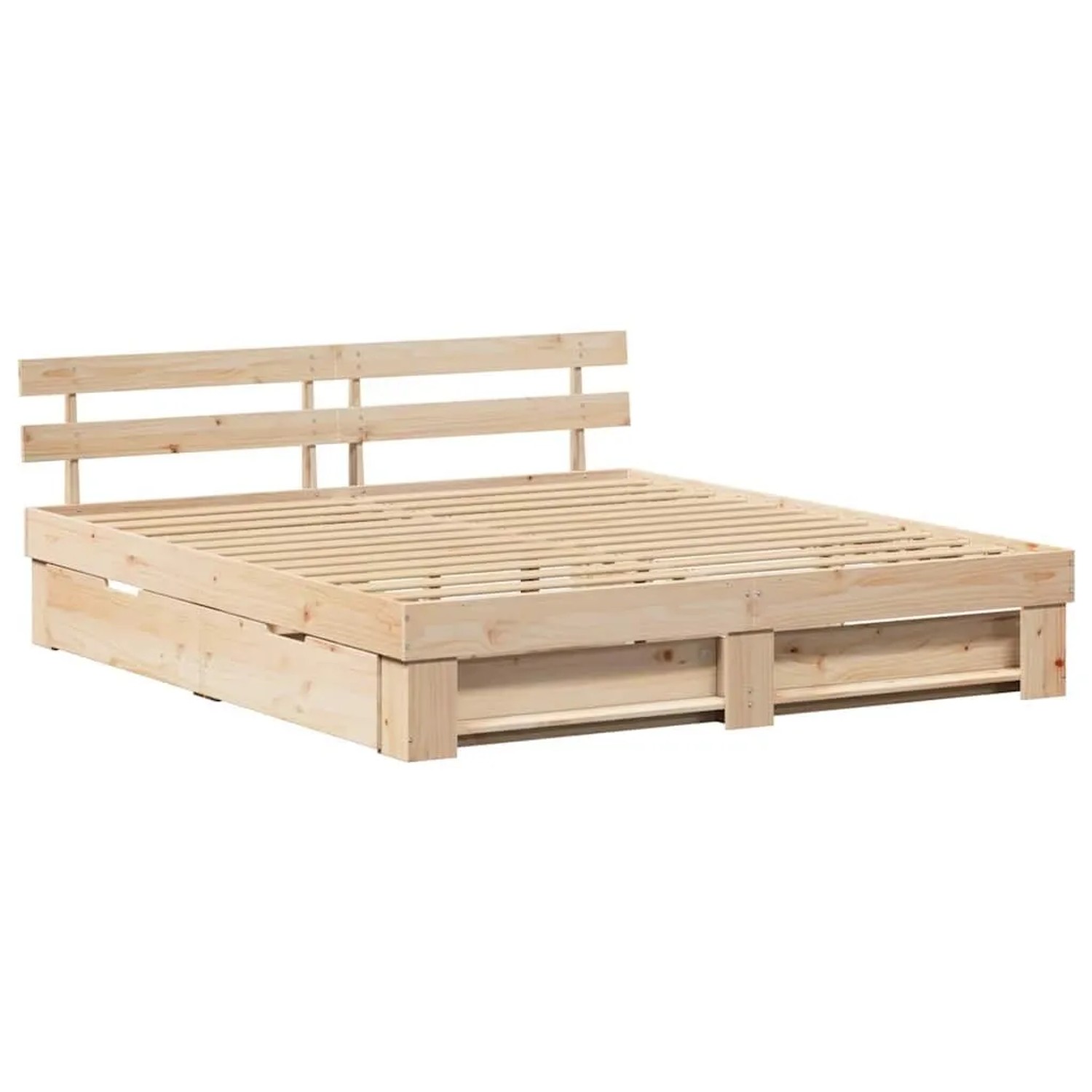vidaXL Bettrahmen mit Kopfteil Braun 200 x 200 cm Massives Kiefernholz 3382262
