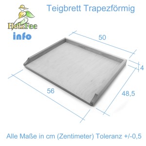 HolzFee Backbrett aus hellem Buchenholz, trapezförmig, 56x49 cm. Mit Anschlagleiste für Teigzubereitung.