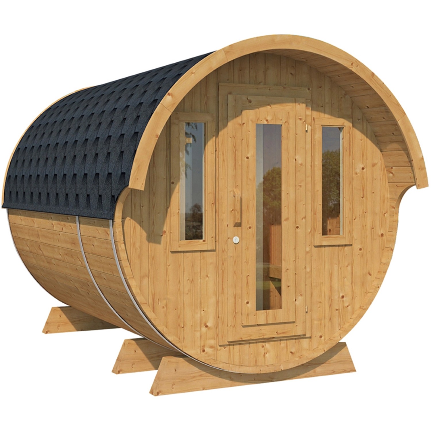 Wolff Finnhaus Saunafass 330 de luxe Thermoholz Bausatz DS Schwarz