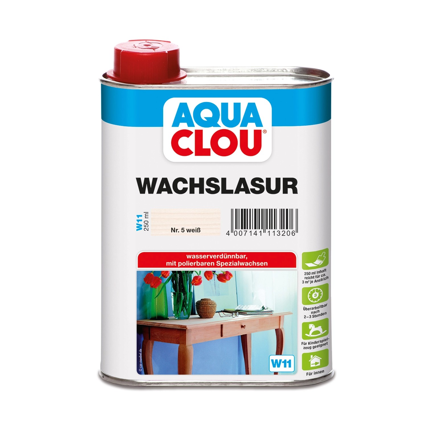 Aqua Clou Wachslasur Weiß 250 ml