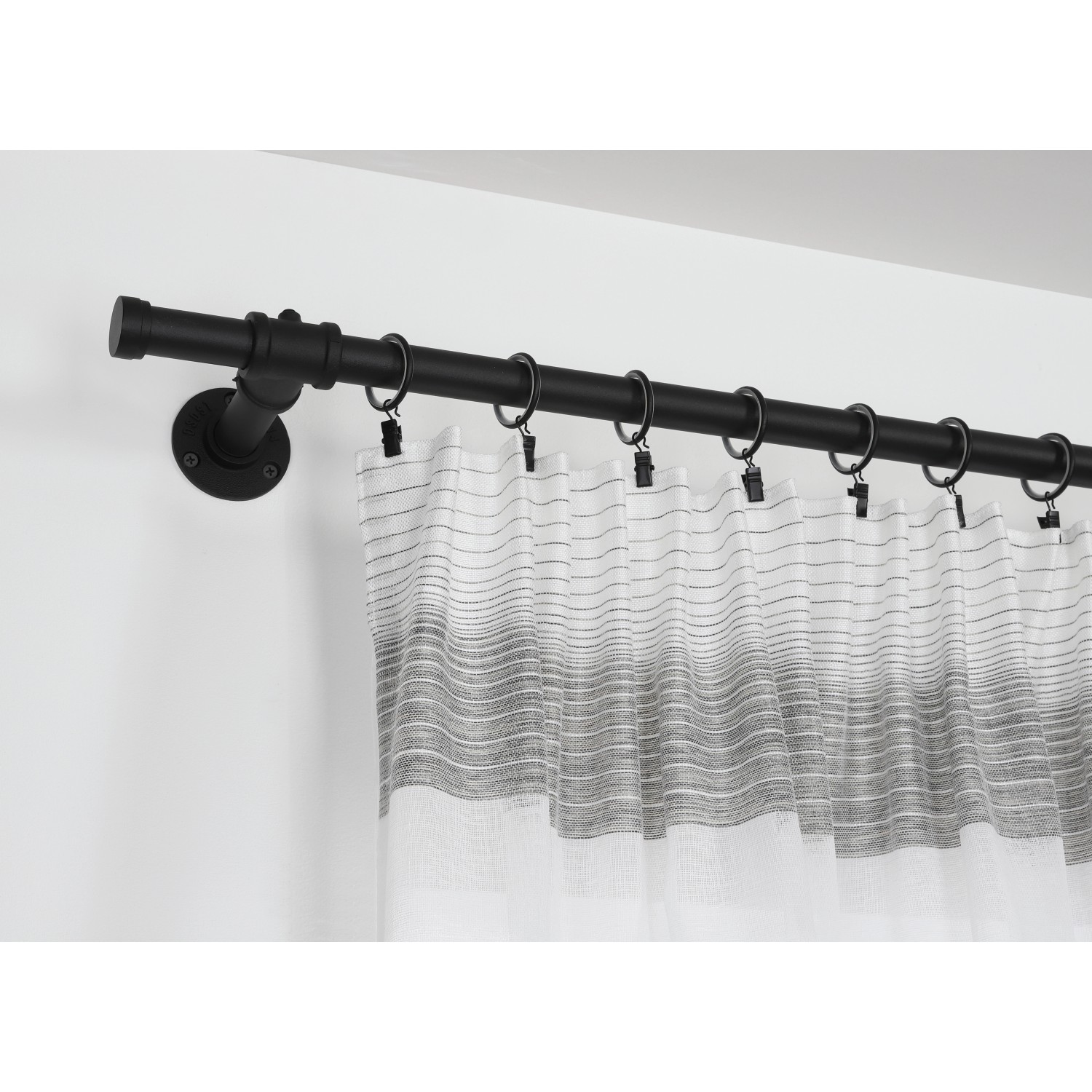 Gardinia Träger Industrial Home, schwarz, 10 cm, für Gardinenstange Ø 25 mm.