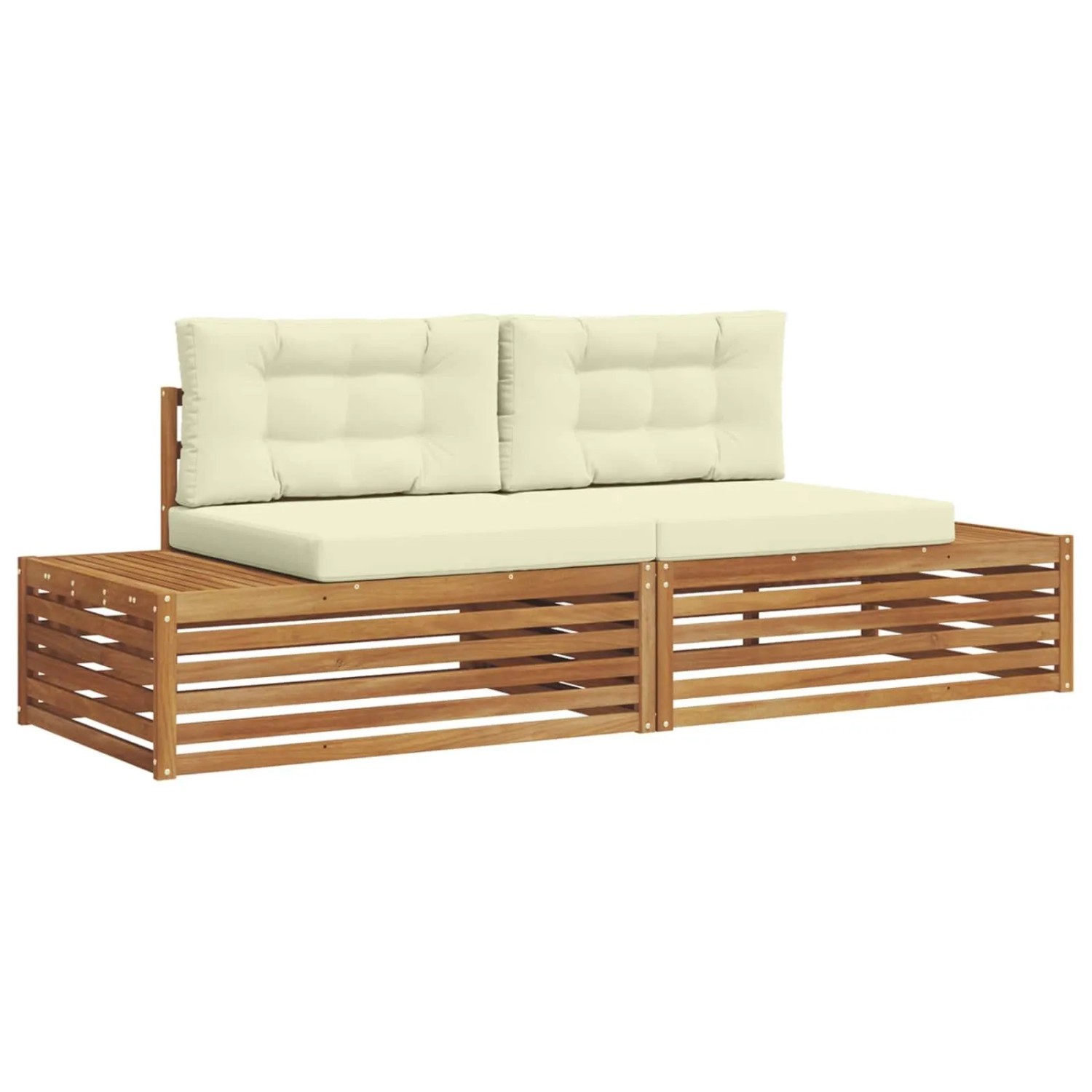 vidaXL Outdoor-Sofagarnitur mit Kissen 2-Tlg Natur und Creme 3374080