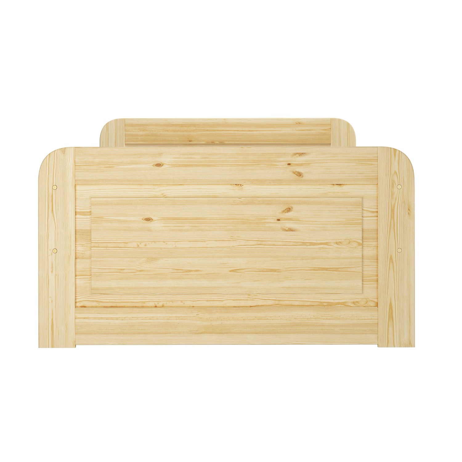 Seniorenbett aus Kiefer Massivholz, 100x200 cm, ohne Lattenrost.