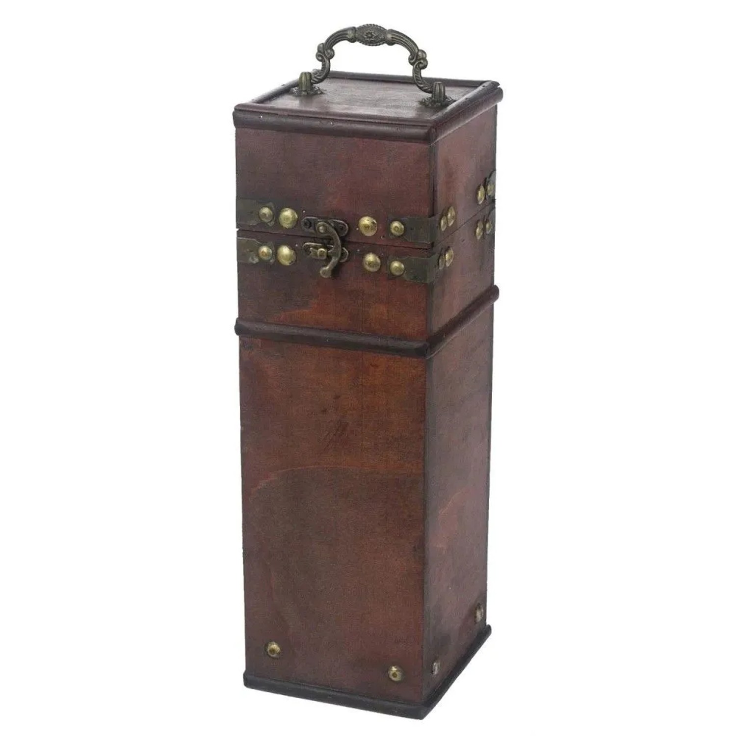 HMF VWB-FRA-HF-01 Vintage Deko Geschenkbox mit Deckel aus Holz für 1 Flasche Wein Hochformat Frankreich