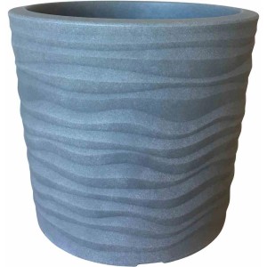 Grauer Siena Garden Blumentopf Madrid mit 3D-Wellenmuster, Ø 35 cm.