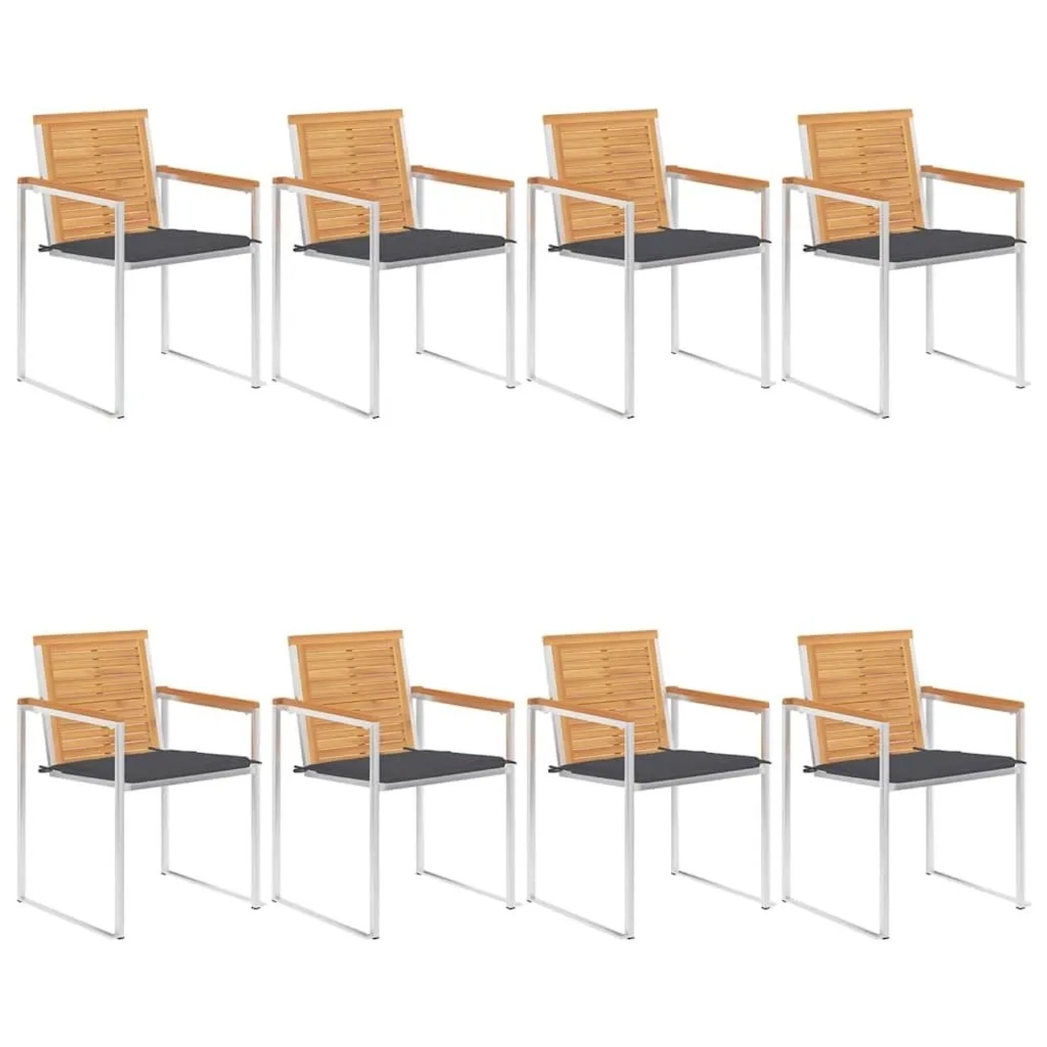 vidaXL 8 Stk Gartenstühle mit Kissen Massivholz Teak 3078608 günstig online kaufen