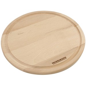 Fackelmann Vesperbrett Fair, rund, Ø 24 cm, aus Buchenholz mit Saftrille.
