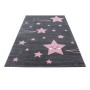 Ayyildiz Kinderteppich Kids 610 in Pink (80x150 cm) mit Sternenmuster auf grauem Grund.