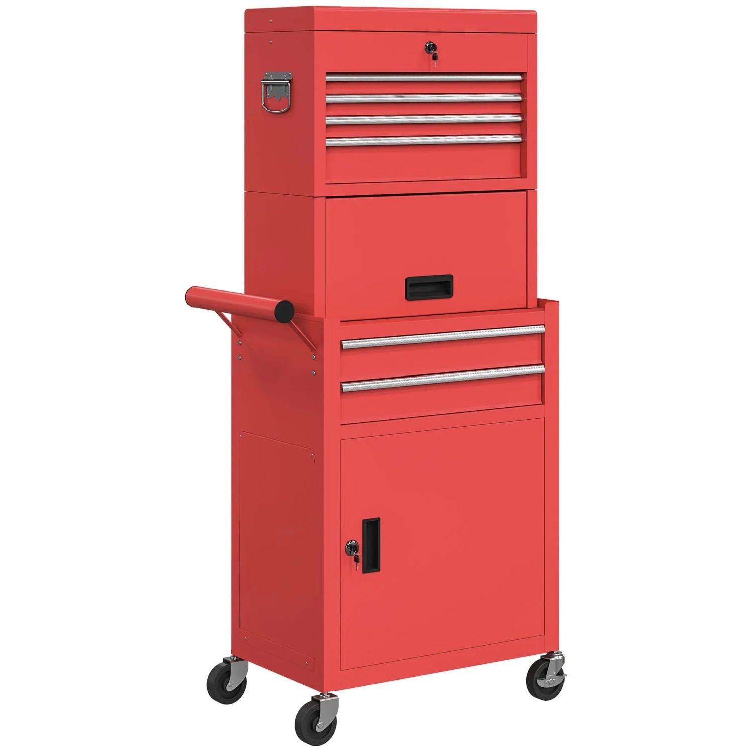 HOMCOM Werkstattwagen Stahl 60,5L x 33,5B x 131H cm Rot