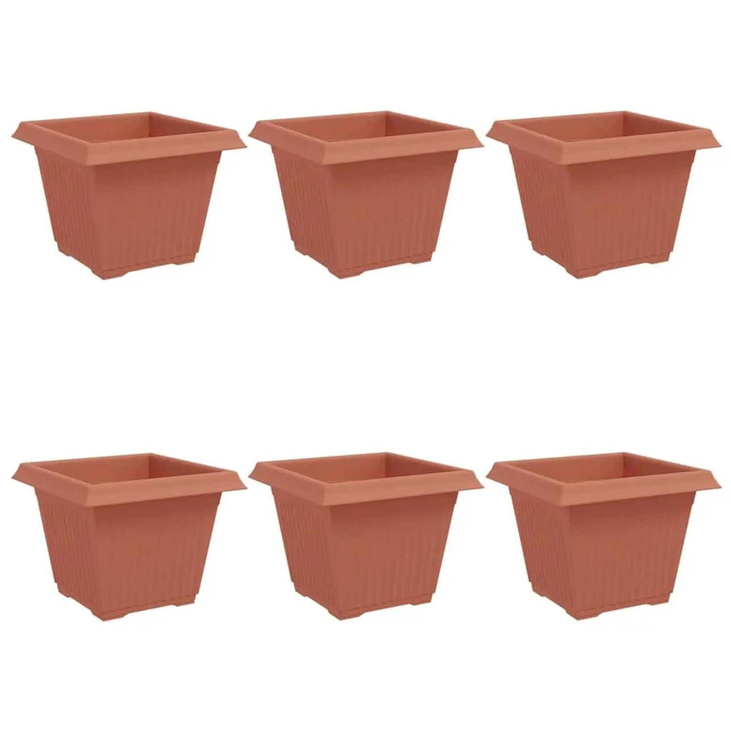 vidaXL Quadratischer Blumentopf 6 Stk Ziegelrot 28,5 x 28,5 x 22 cm 42020330