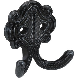 Hettich Mantelhaken, silberfarben brüniert, Zinkdruckguss, dekoratives Design.