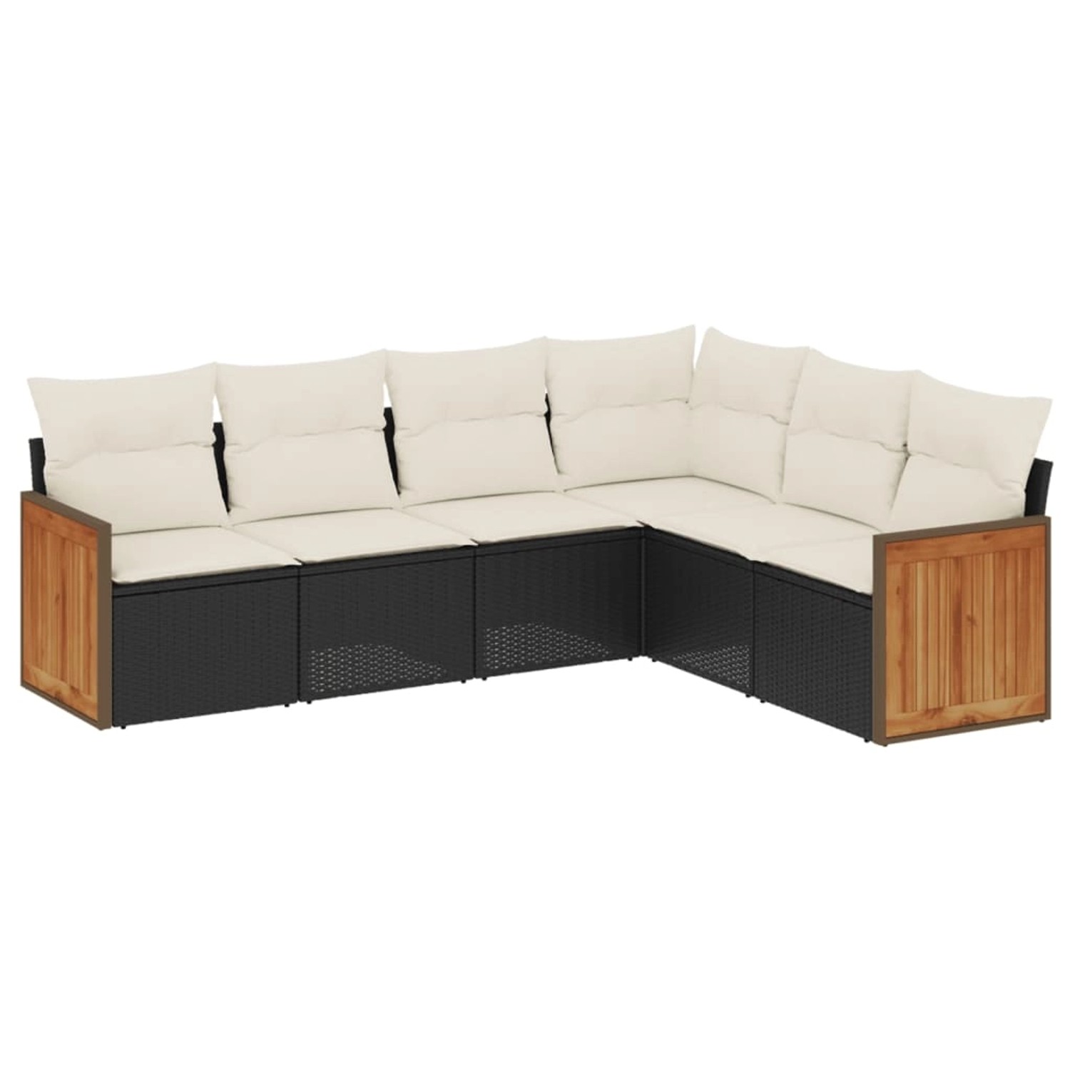 vidaXL 6-Tlg Garten-Sofagarnitur mit Kissen Schwarz Poly Rattan 3260082 günstig online kaufen
