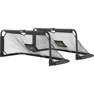 Set aus 2 faltbaren EXIT Panna Fußballtoren, 150x60cm, Stahl, schwarz. Ideal für kleine Fußballspiele.