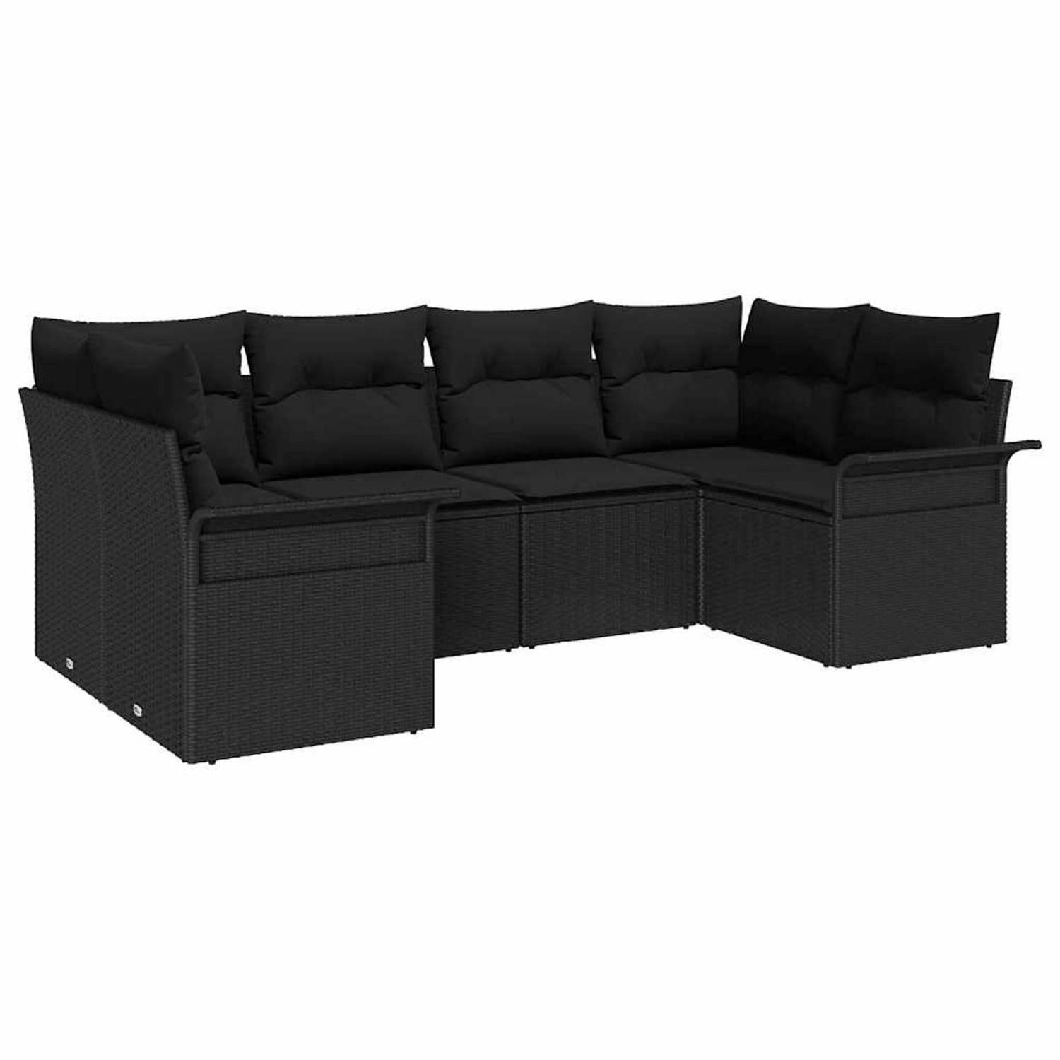vidaXL Garten-Sofa-Set mit Kissen 6-Tlg Schwarz Poly Rattan 3345503 günstig online kaufen