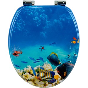 Sanfino WC-Sitz Coral Reef: Toilettendeckel mit Korallenriff-Motiv und Absenkautomatik.