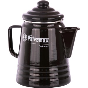 Schwarzer Petromax Perkomax PER-9-S Perkolator aus Emaille, ideal für Outdoor-Küche und Grill.