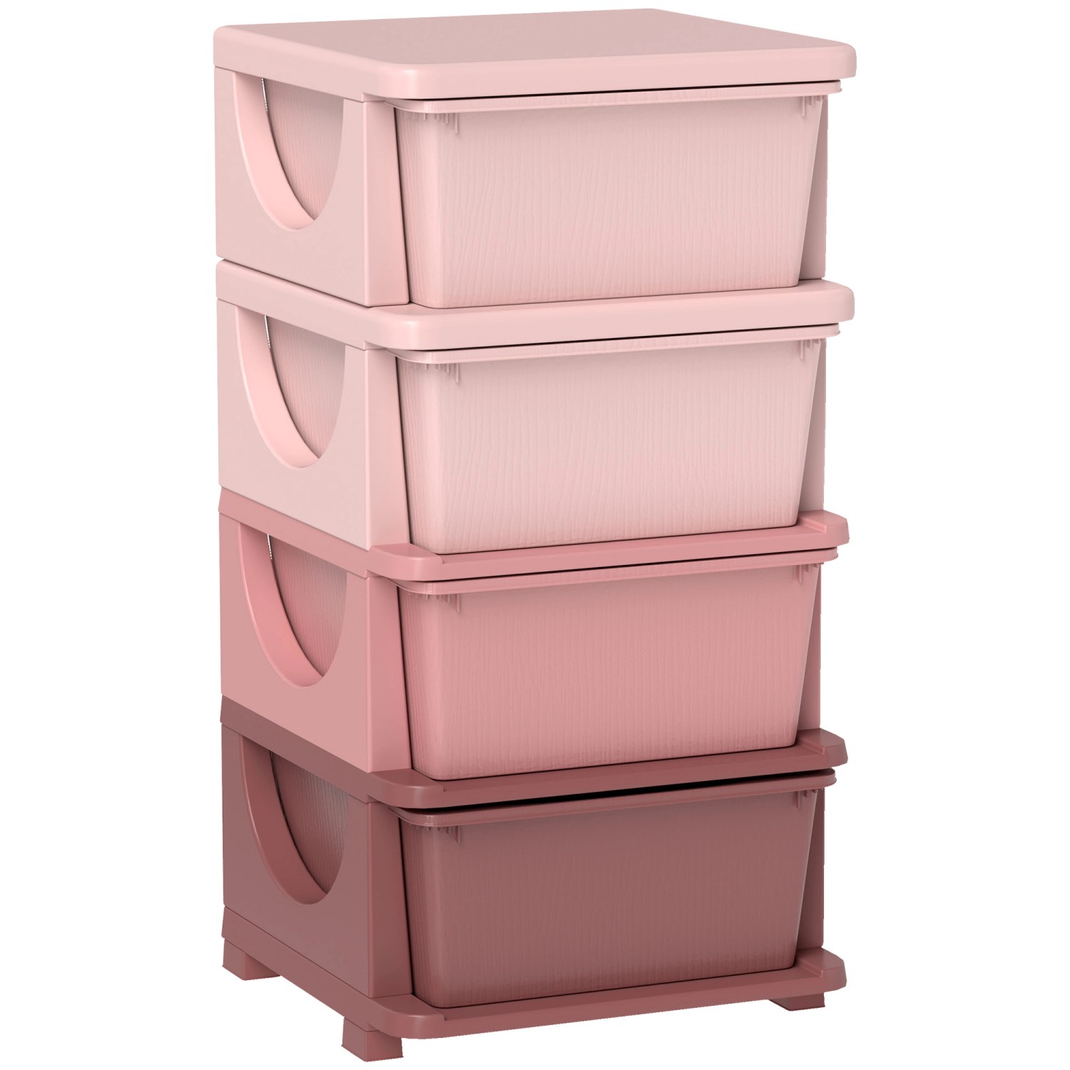 HOMCOM Schubladenschrank  Kunststoff Rosa 37L x 37B x 76H cm