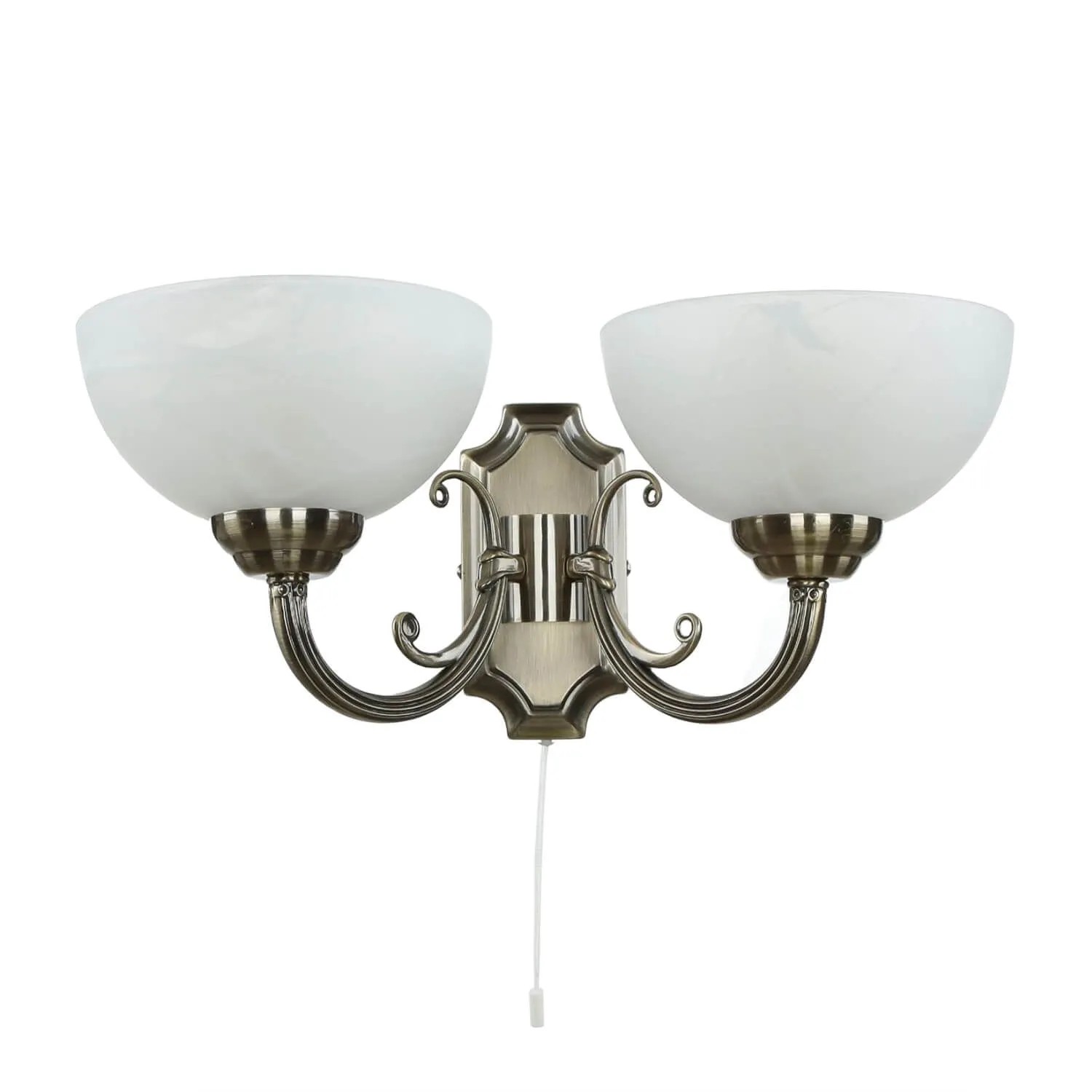 EASYLIGHT Wandlampe Metall Glas E14 41 cm Breit Mit Schalter 2-Flammig Jugendstil