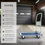 Weißer Tectake Plattformwagen mit klappbarem Griff und Rollen, ideal für Baumaschinen und Transporte.