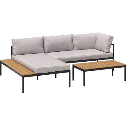Lounge-Set Lankin 3-teilig aus Aluminium & Polywood Anthrazit-Beige