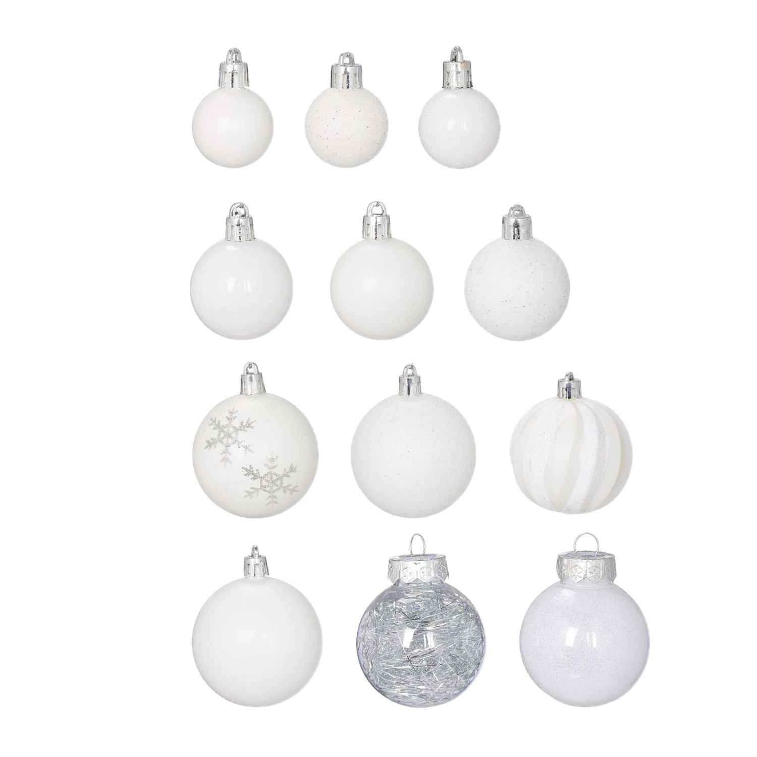 Relaxdays Weihnachtskugeln Kunststoff Weiß Matt Glänzend Glitzernd 101er Set