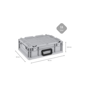 Graue Eurobox NextGen Portable, 11 Liter, mit Rasterschaumstoff und Tragegriff. Aufbewahrungsbox für Industrie und Gewerbe.