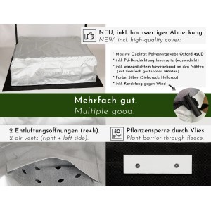 Abdeckung für WONDERMAKE Design Sandkasten solarca1, silbernes Oxford-Gewebe mit Lüftung