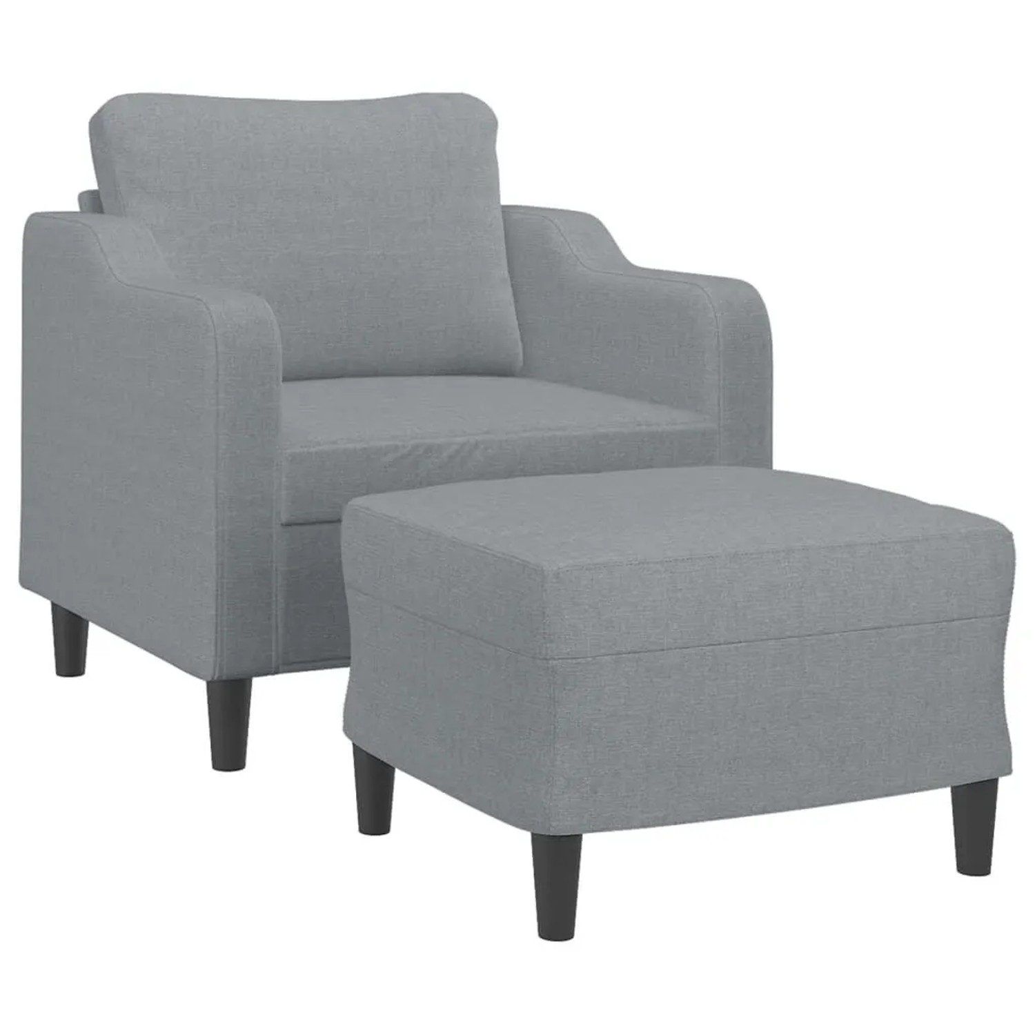 vidaXL Sessel mit Hocker Hellgrau 60 cm Stoff 3201127