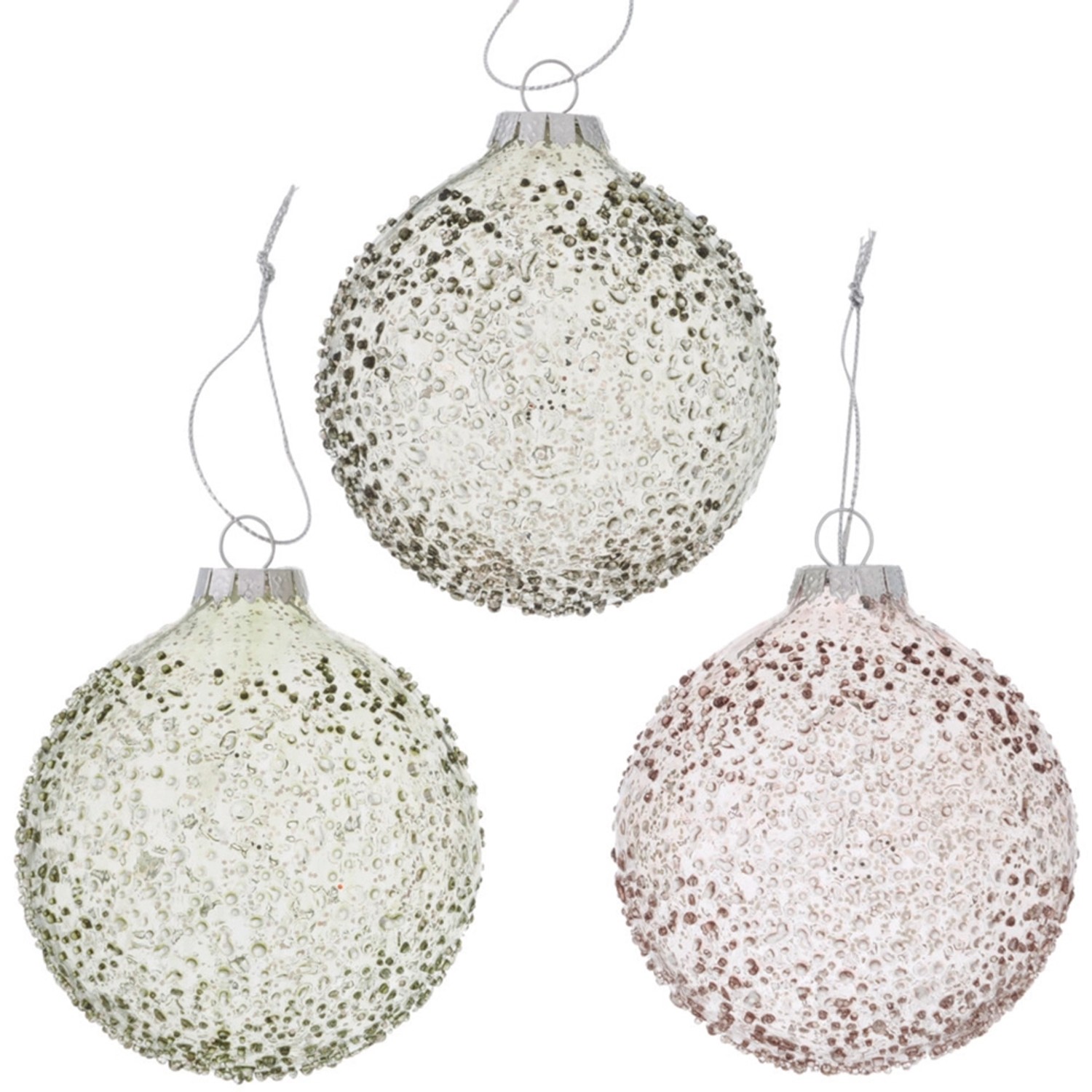 Boltze Home Weihnachtskugel Hedda 3-fach sortiert Lackiert