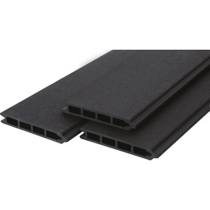 3 anthrazitfarbene WPC Zaunpaneele (177 cm) für Sichtschutzzäune.