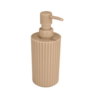 Beiger Allstar Seifenspender Minas aus Kunststoff mit Rillenstruktur und 280 ml Fassungsvermögen.