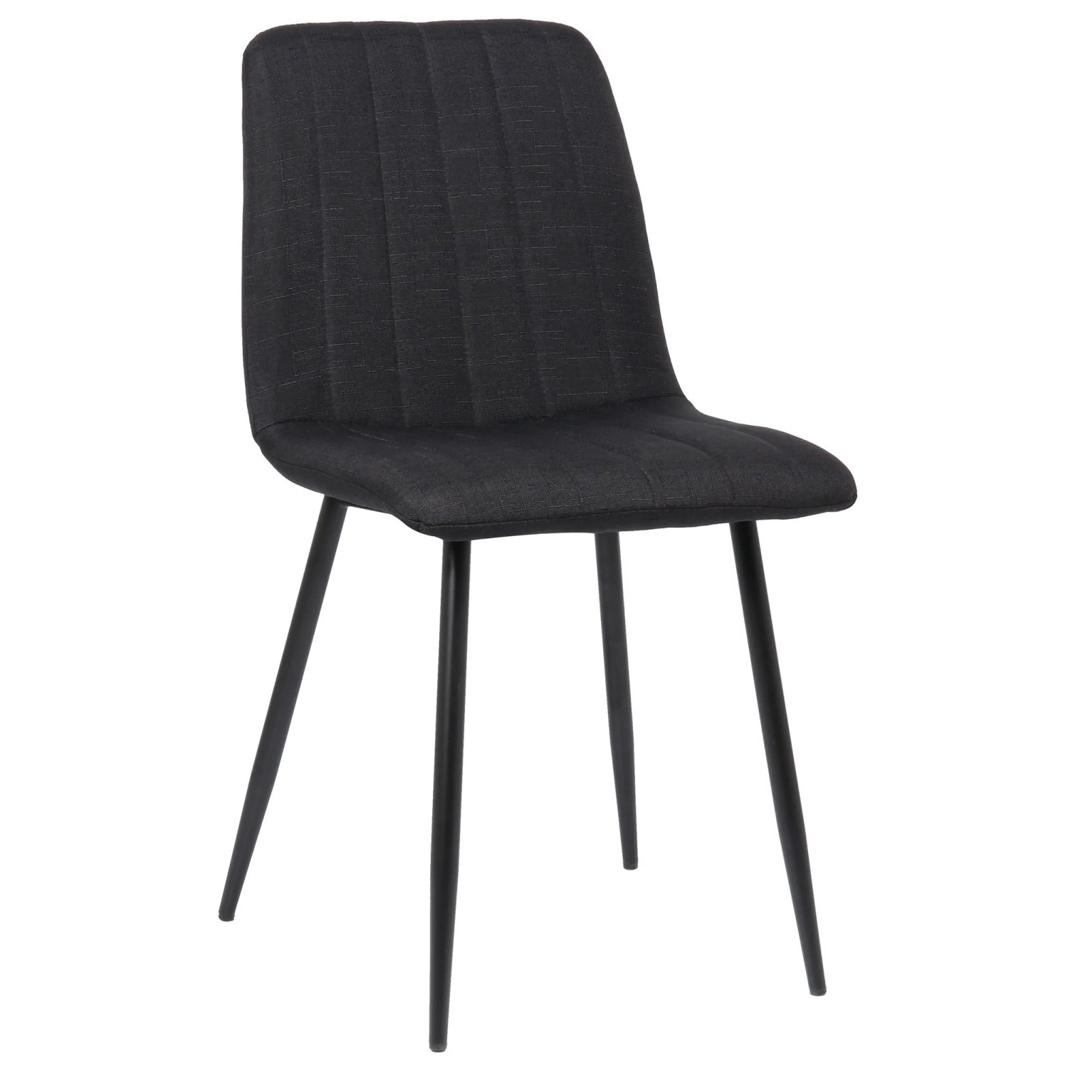 DELUKE Stuhl LENZ Stoff 88x45x53cm Schwarz Metall Gestell Stühle Esszimmerstühle Esstisch Küchenstuhl