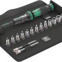 Wera Drehmomentschlüssel-Set, 16-teilig, mit Knarre, Nüssen und Bits in schwarzer Textilbox.