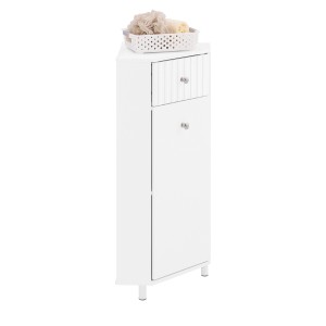 SoBuy Badkommode BZR194-W, weißer Badschrank mit Tür und Schublade, ideal für kleine Bäder.
