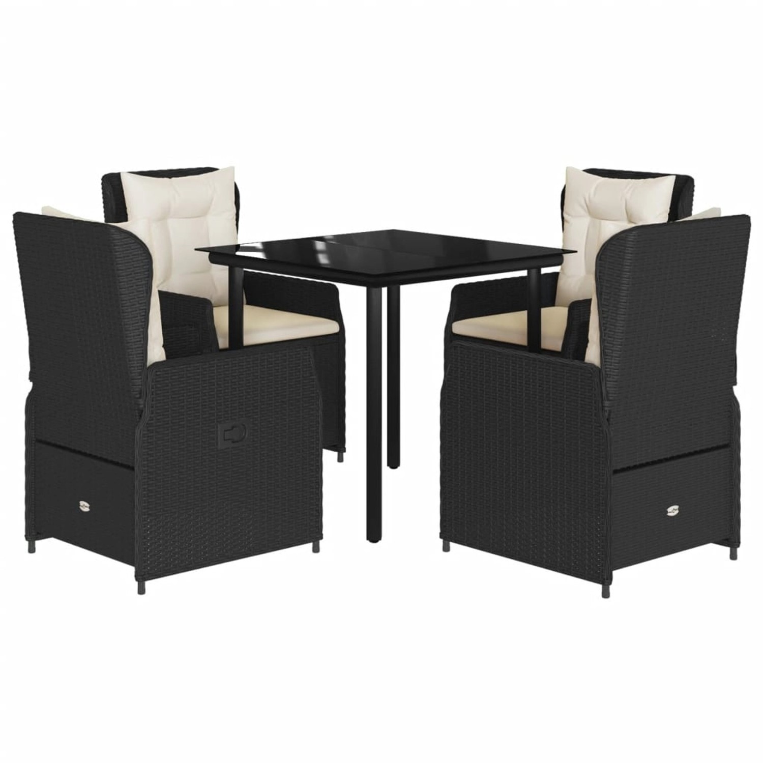vidaXL 5-Tlg Garten-Essgruppe mit Kissen Schwarz Poly Rattan 3262834 günstig online kaufen