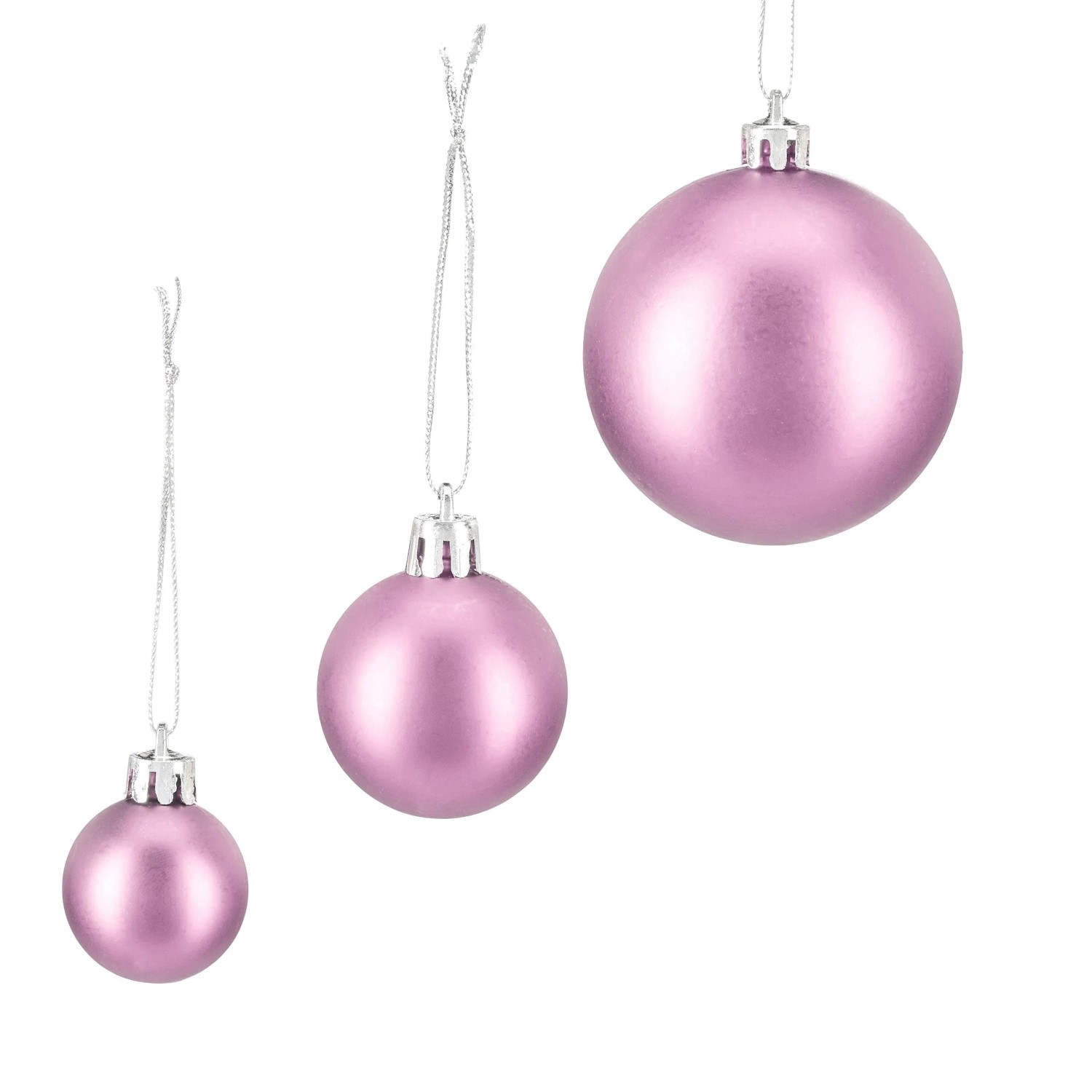Relaxdays Christbaumkugeln 100er Set Kunststoff Rosa Glänzend Matt Glitzernd 3 Größen 4 cm bis 7 cm