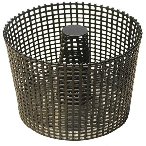 Schwarzer, runder Lienbacher Pelletsbrennkorb aus beschichtetem Metall für Kamin und Ofen.