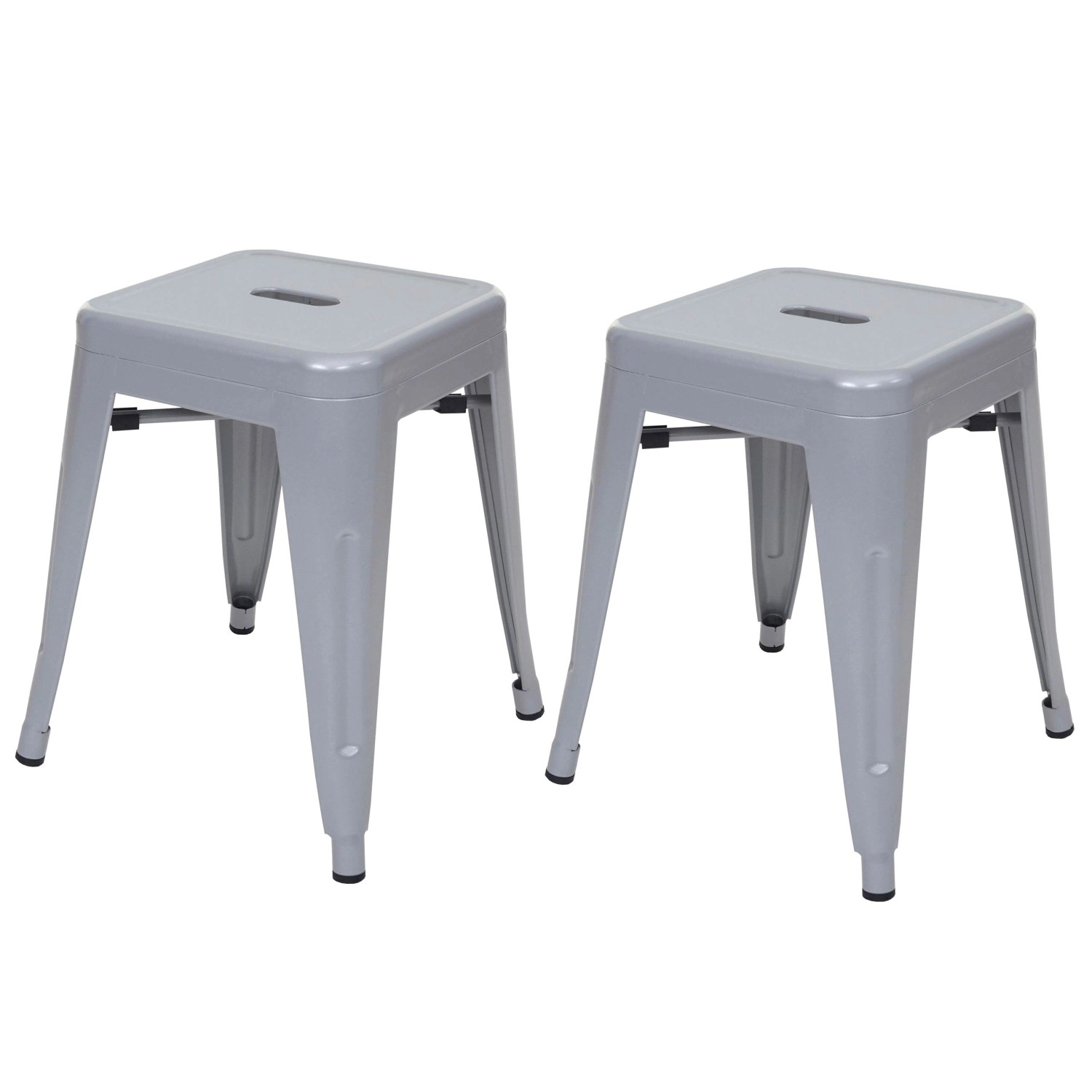 PROREGAL 2er-Set Hocker Sitzhöhe 46cm Metall Industriedesign Stapelbar Grau günstig online kaufen
