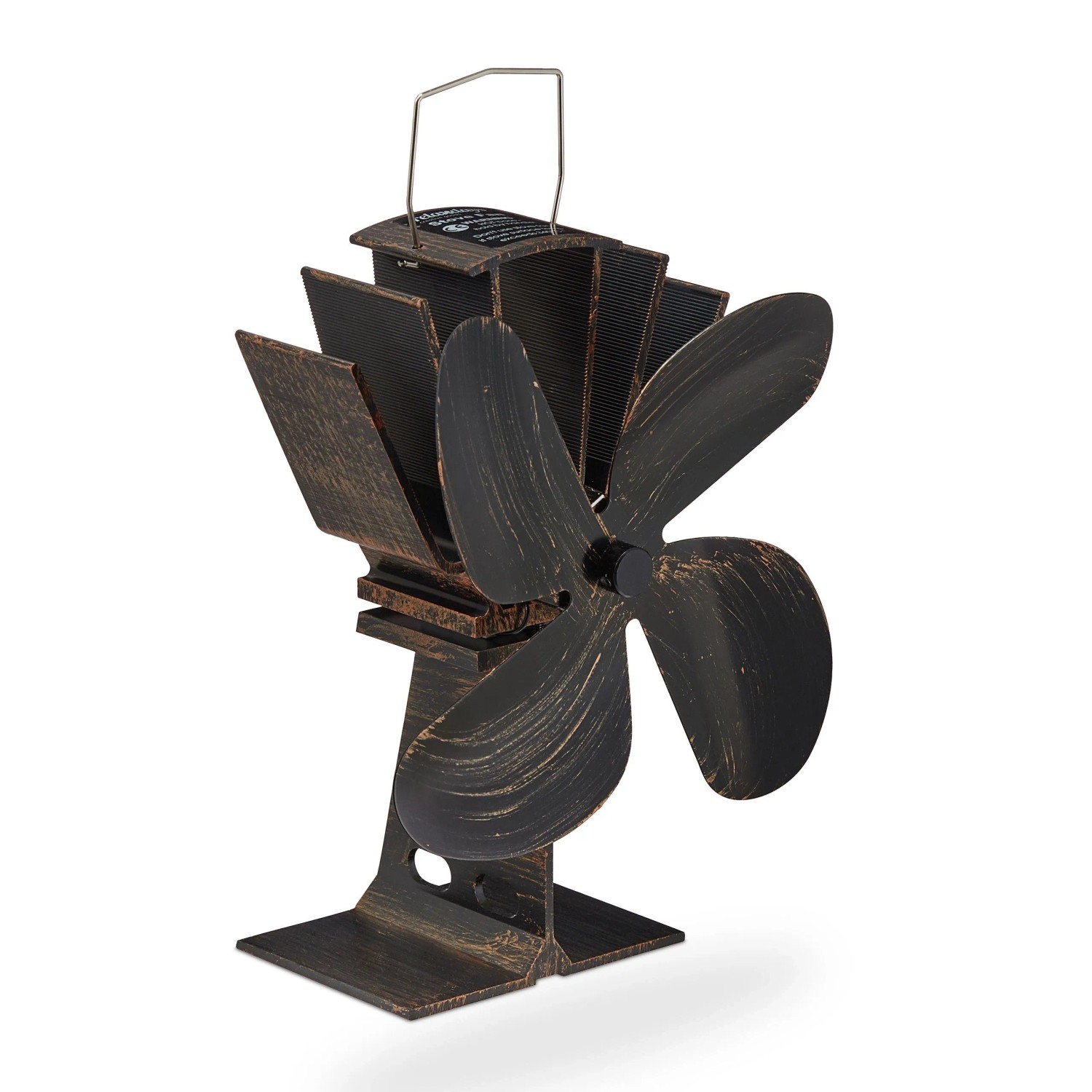 Relaxdays Ofenventilator Aluminium Schwarz Bronze Stromlos Vintage 21 cm x 19 cm x 12 cm 0,57 kg