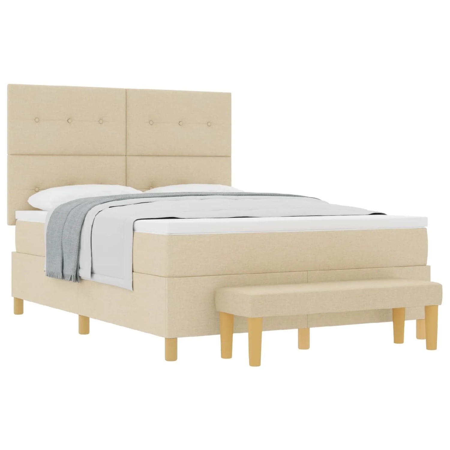 vidaXL Boxspringbett mit Matratze Creme 160 x 200 cm Stoff 3344315