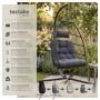 Tectake Hängesessel Ariane Mit Extra Dickem Sitz  und Kopfkissen Stabil  Bodenschonend und Faltbar  107 x 98 x 202 cm Dunkelgrau_2