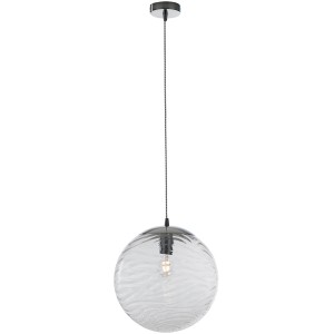 Transparente Luce Design Pendelleuchte Nereide mit Glasdiffusor und Wellenmuster, Ø 33 cm.
