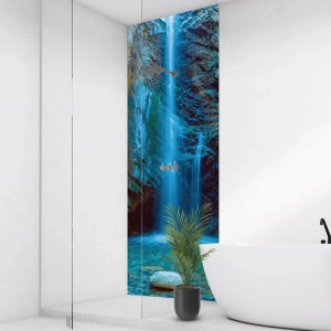 Walllux Duschrückwand Wasserfall 100x210 cm aus Alu-Verbund. Modernes Design für Bad & Dusche.
