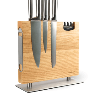 DELUKE Magnetischer Messerblock ohne Messer HYFO MIT MESSERSCHÄRFER Eiche mit Flaschenöffner Messerhalter Magnetisch