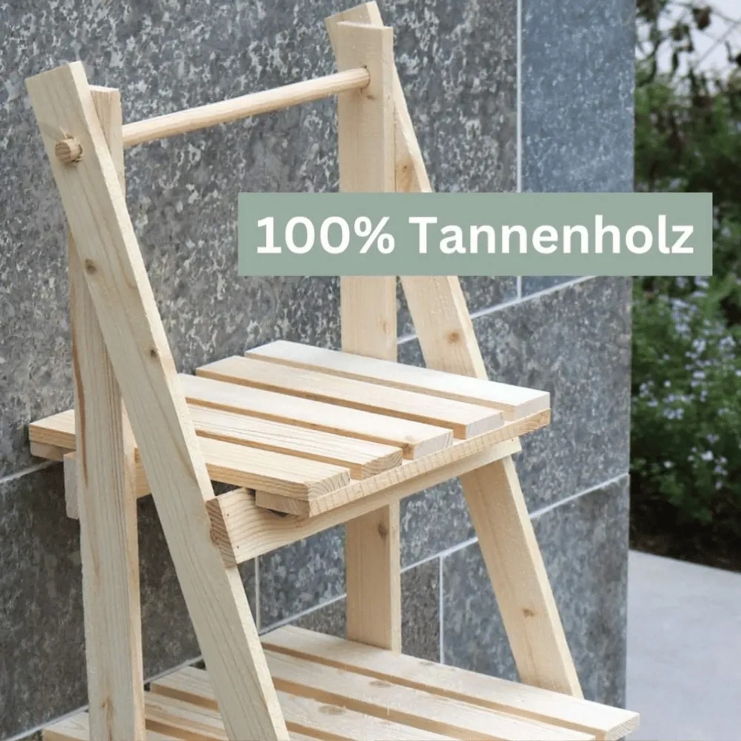 DELUKE Blumenleiter Holz TIMMI 4 Stufen für Blumentöpfe Pflanzentreppe Blumentreppe Tannenholz Leiterregal Pflanzen In Outdoor_6