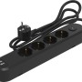 Schwarze 4-fach Steckdosenleiste mit USB-C/A und Schalter für den Innenbereich.